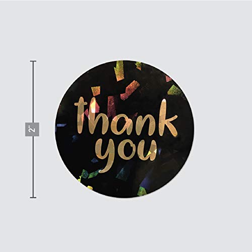 black and gold thank you stickers