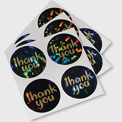 thank you stickers black and gold