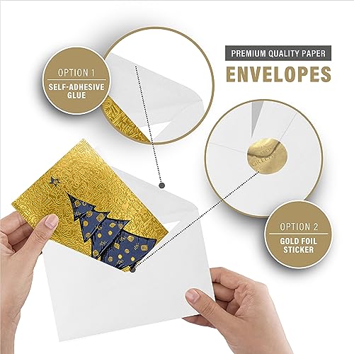 Easykart Labels 48 Christmas Greeting Cards With Gold