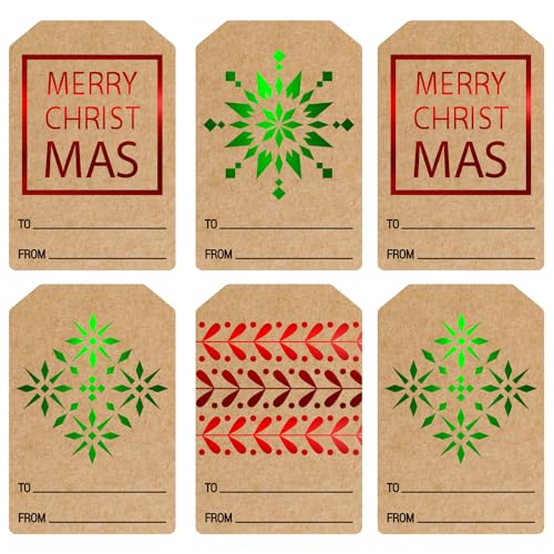 Trazzo Christmas Gift Tags Self Adhesive 300PCS Kraft Christmas Name Tags  for Gifts Festival Writable Label Wrapping Holiday Santa to from Gift Tag