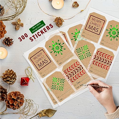  300 Pcs Self Adhesive Christmas Tag Stickers Kraft Christmas  Gift Tags Xmas Name Tags Stickers Decorative Christmas Labels for Holiday  Presents & Packages (Plaid Style) : Office Products