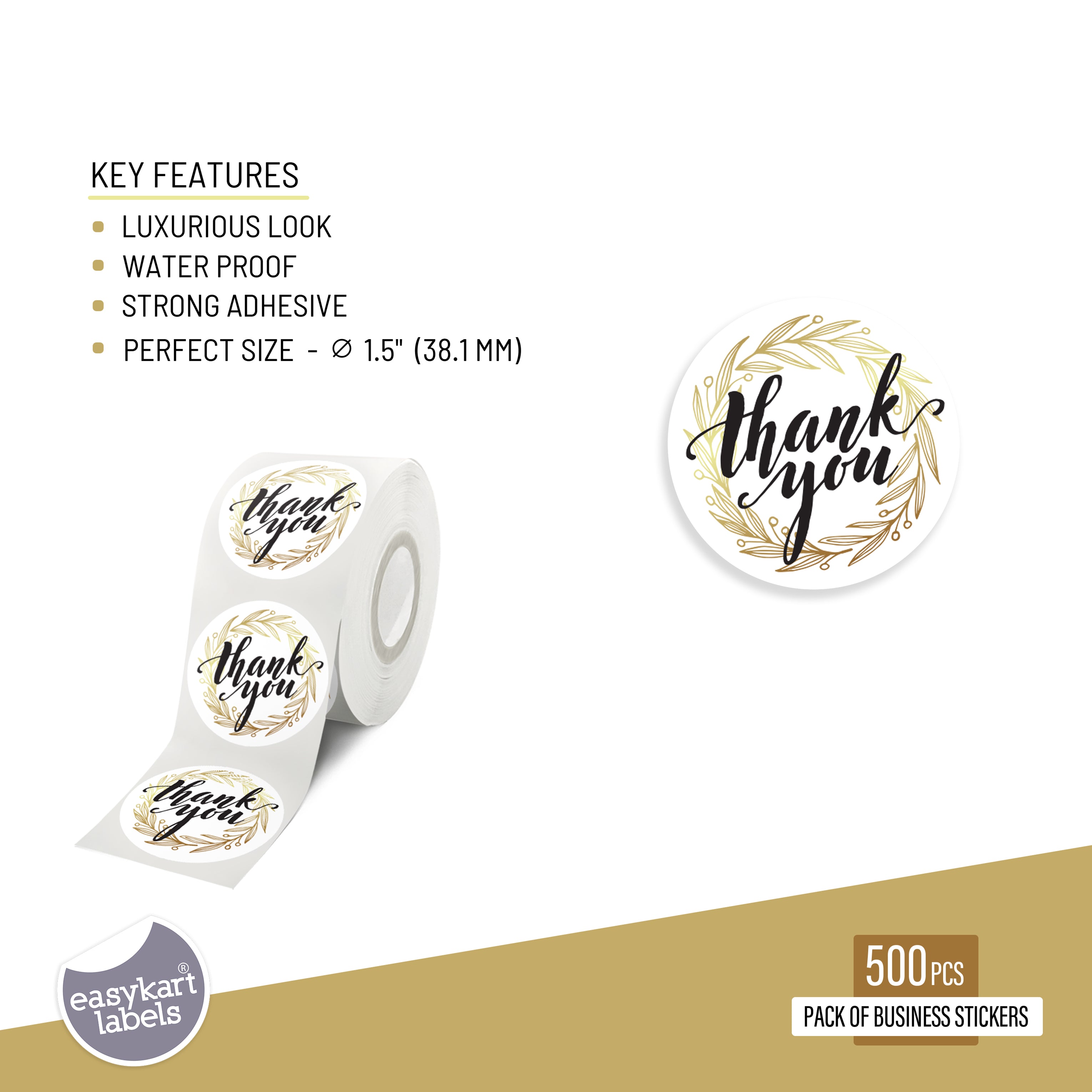 Gold Foil Round Circle Stickers - 1.5