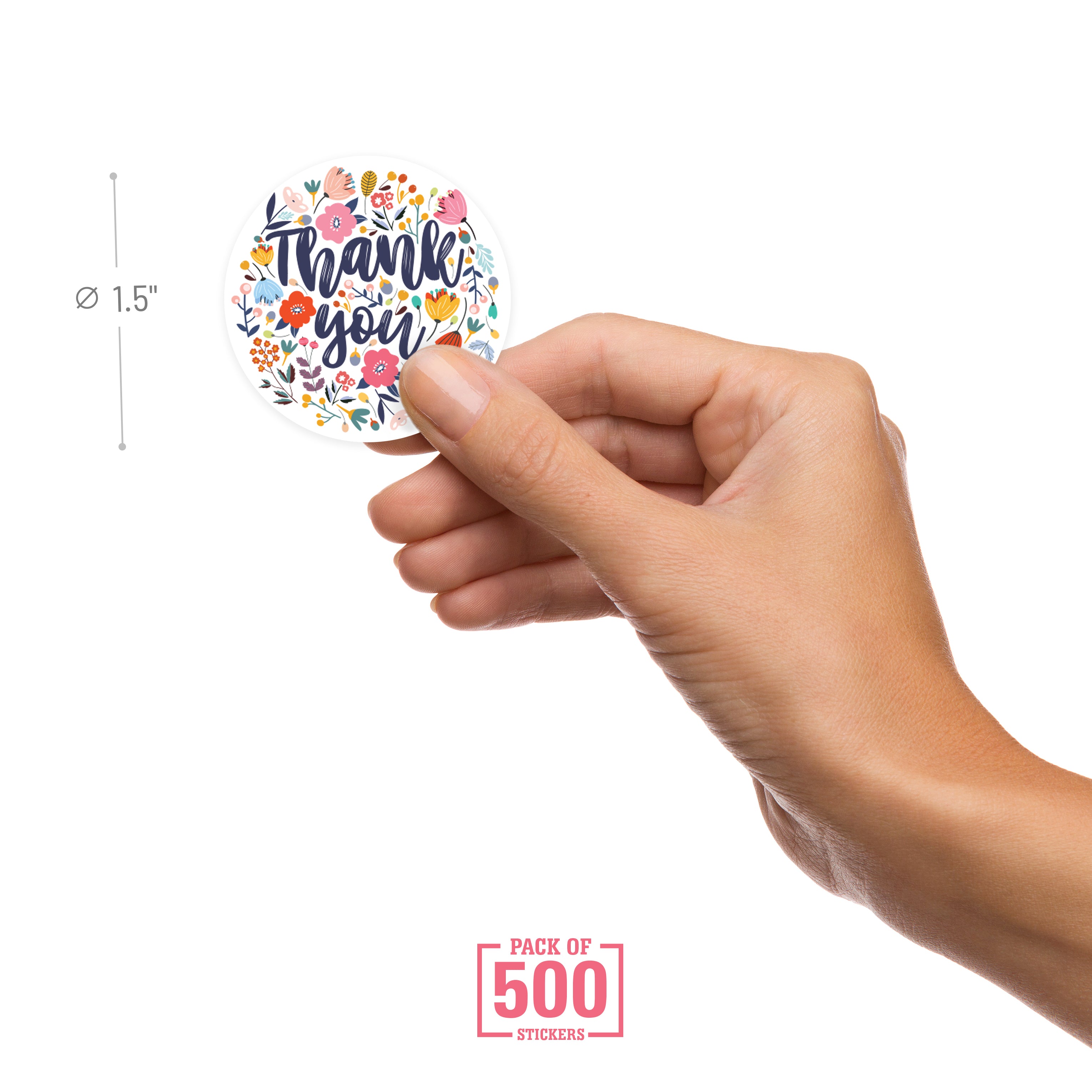 Thank You Card Stickers, 500 Pcs in roll, 1.5 Inch